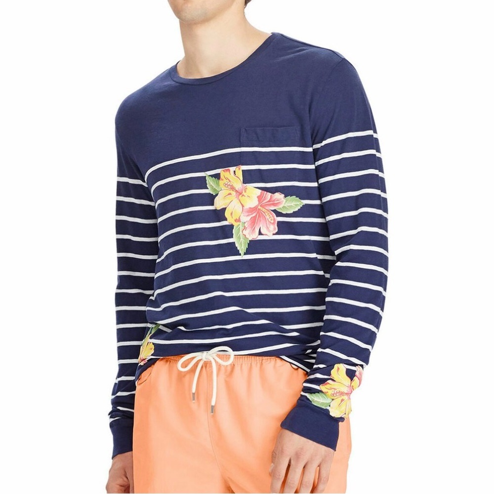 Polo Ralph Lauren Long Sleeve Floral Stripe Print Tee Men